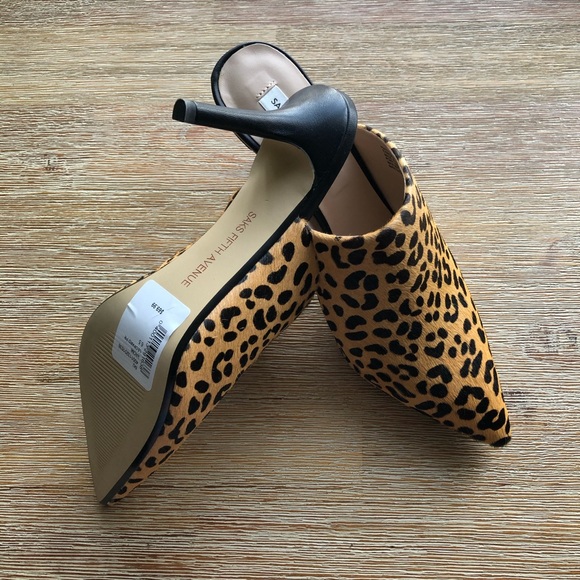 Saks Fifth Avenue Leopard-Print Calf Hair Mules - Picture 3 of 3
